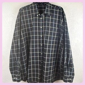 Alan Flusser Mens Black Multi Color Grid Long Sleeve Button‎ Up Shirt XL